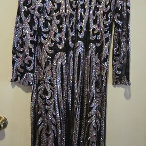 Glamorous Black and Silver Sequin Cape